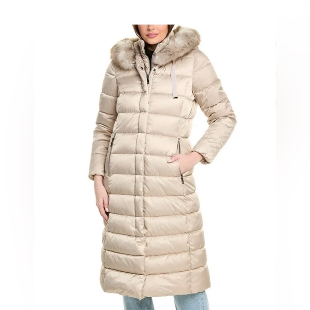 NWT Tahari Women's Pale Oak Nellie Hooded Puffer Coat, size Small